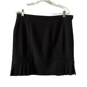 Studio M Black Lined Skirt Size 12 Bottom Pleated Detail at Sides Business Mini